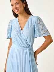 藍色 - Roman Lace Detail Wrap Midi Dress - 圖片 4/5