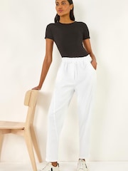 Blanco - Roman Seam Detail Cropped Stretch Trouser - Imagen 1 de 5