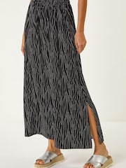 Roman Black Swirl & Spot Print A-line Skirt - Image 1 of 5