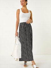 Roman Black Swirl & Spot Print A-line Skirt - Image 4 of 5