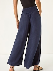 Roman Blue Relaxed Animal Print Wide Leg Trouser - Image 4 of 5