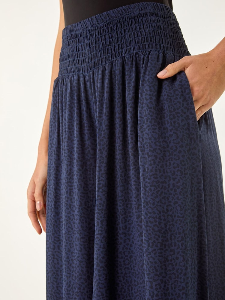 Roman Blue Relaxed Animal Print Wide Leg Trouser - Image 5 of 5