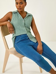 Roman Blue Shape Enhance Stretch Crop Denim Leggings - Image 1 of 5