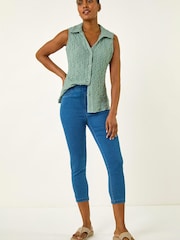 Roman Blue Shape Enhance Stretch Crop Denim Leggings - Image 3 of 5