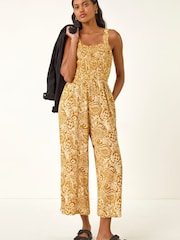 צהוב - Roman אוברול קרופ עם הדפס פייזלי - תמונה 1 מתוך 5