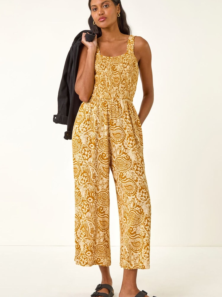 צהוב - Roman אוברול קרופ עם הדפס פייזלי - תמונה 1 מתוך 5