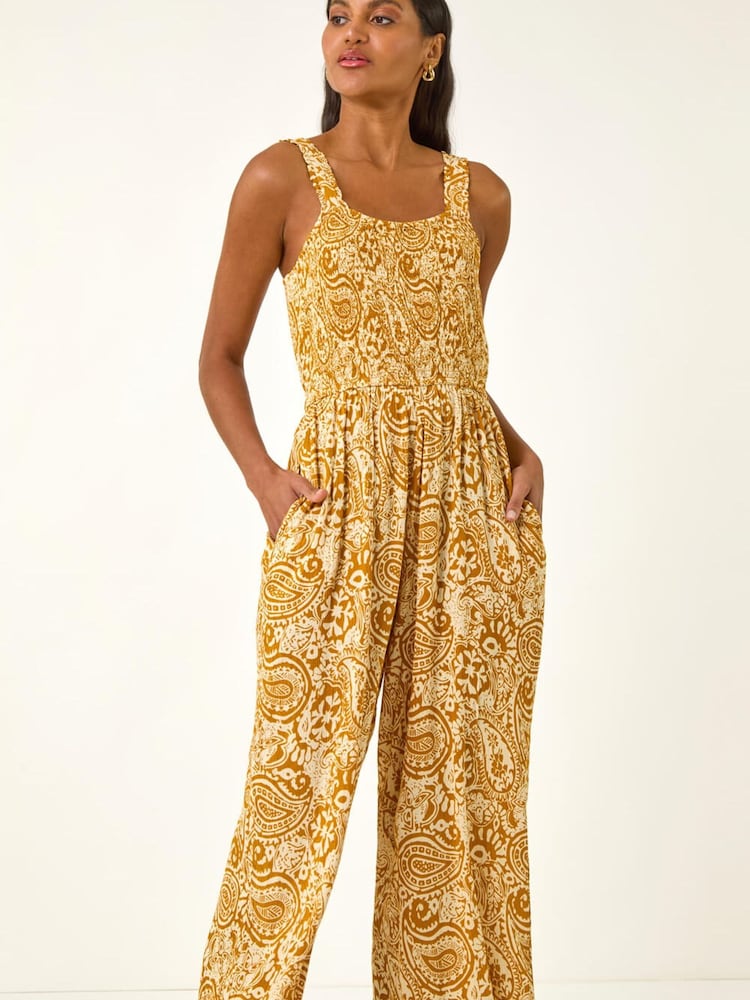 צהוב - Roman אוברול קרופ עם הדפס פייזלי - תמונה 2 מתוך 5