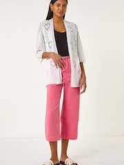 Roman White Pointelle Heart Knit Cardigan - Image 5 of 5