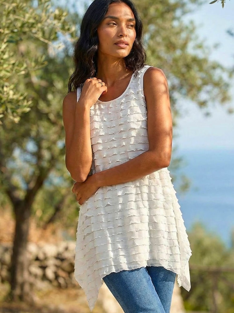 Roman White Frill Detail Tunic Top - Image 1 of 5