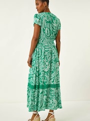 Roman Green Paisley Lace Trim Midi Dress - Image 5 of 5