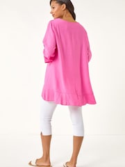 Roman Pink Necklace Frill Hem Tunic Top - Image 3 of 4