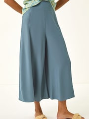 Roman Blue Palazzo Culotte Wide Leg Trousers - Image 4 of 5