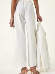 Roman White Smart Twill Wide Leg Pocket Trousers - Image 4 of 5