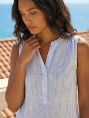 Roman Blue Stripe V-Neck Vest Top - Image 2 of 4