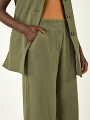 Roman Green Smart Twill Wide Leg Pocket Trousers - Image 2 of 5