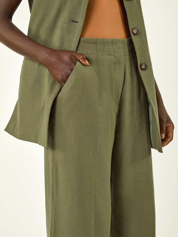 Roman Green Smart Twill Wide Leg Pocket Trousers - Image 2 of 5