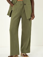 Roman Green Smart Twill Wide Leg Pocket Trousers - Image 3 of 5