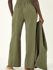 Roman Green Smart Twill Wide Leg Pocket Trousers - Image 4 of 5