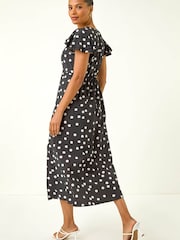 Roman Black Spot Print Sweetheart Midi Dress - Image 3 of 5