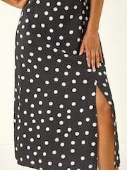 Roman Black Spot Print Sweetheart Midi Dress - Image 5 of 5
