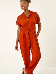 Roman Orange Utility Buttoned Jumpsuit - Image 2 of 5