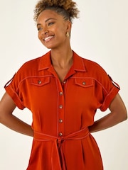 Roman Orange Utility Buttoned Jumpsuit - Image 4 of 5