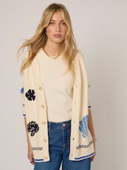 Nobodys Child Cream Seascape Motif Cardigan - Image 1 of 5