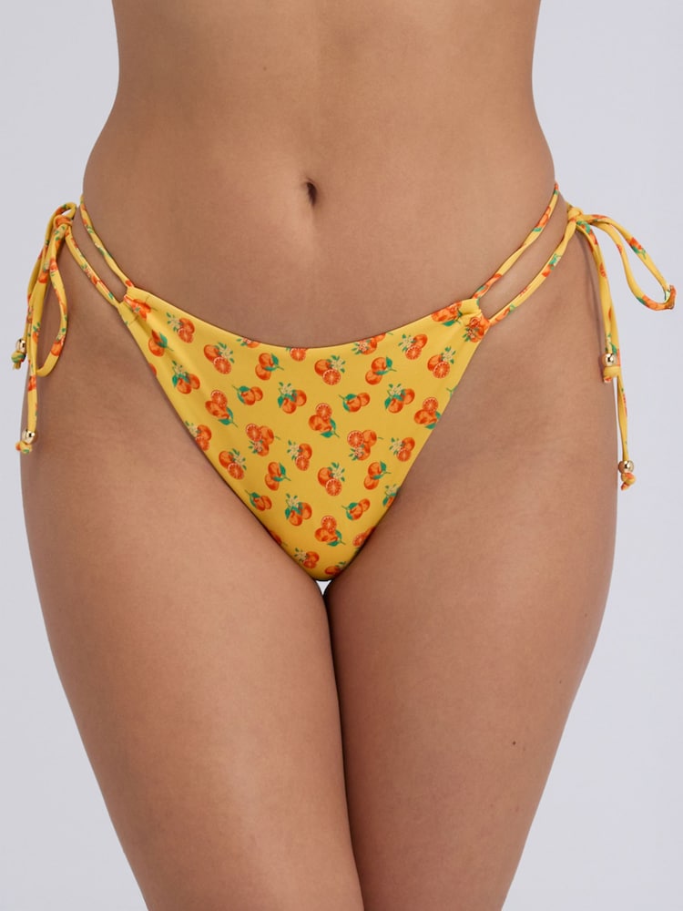 Boux Avenue Yellow Ibiza Print Bikini Bottoms - Image 1 of 5