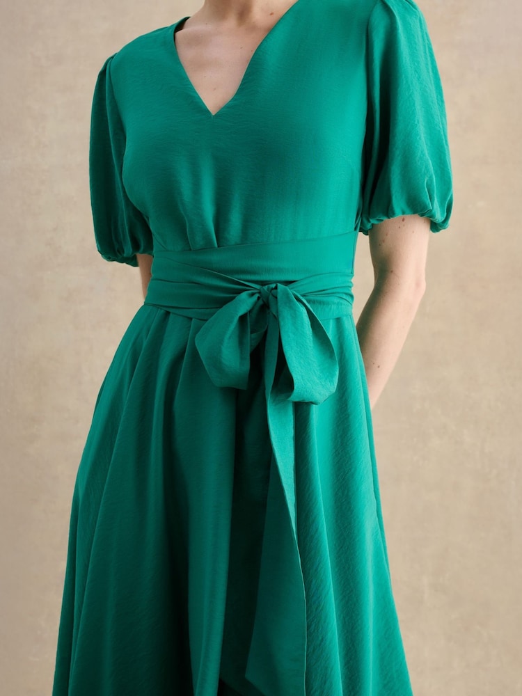 barrington linen dress Hobbs London Barrington Tie Waist Midi Dress in Meadow Green at Nordstrom, Size 10