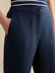 Hobbs Blue Linen Cropped Trousers - Image 4 of 5