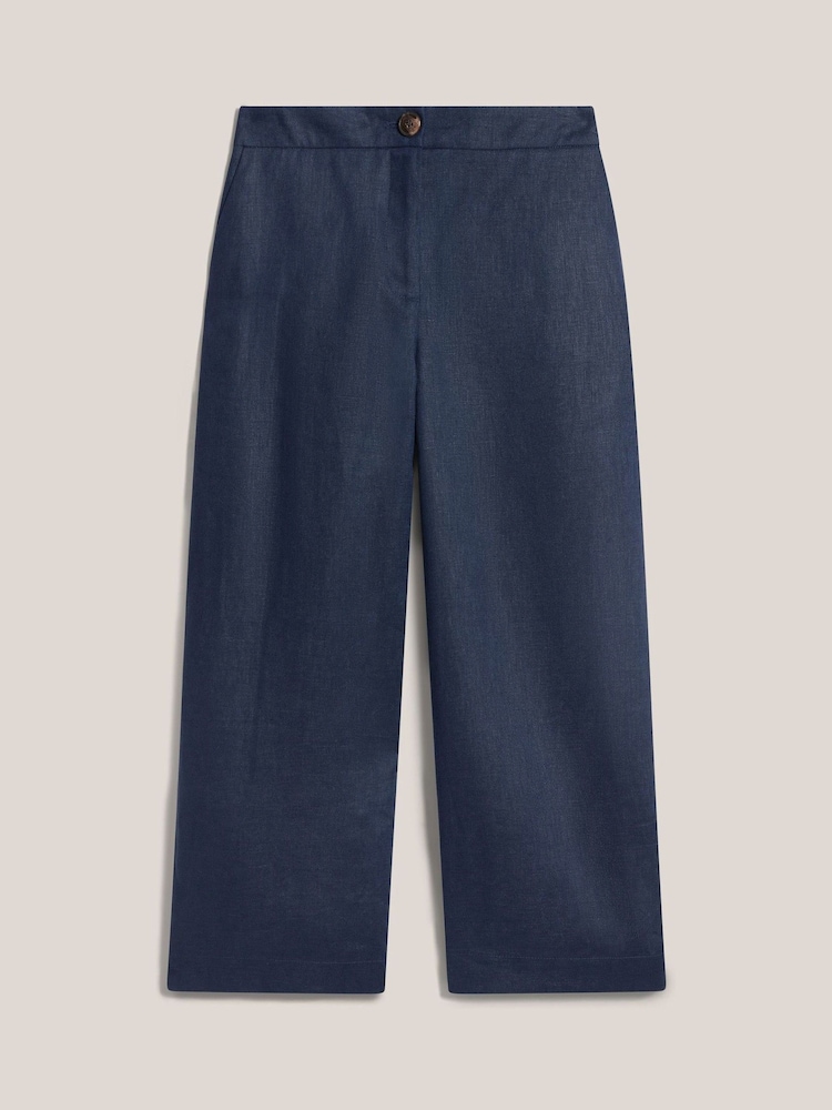 Hobbs Blue Linen Cropped Trousers - Image 5 of 5