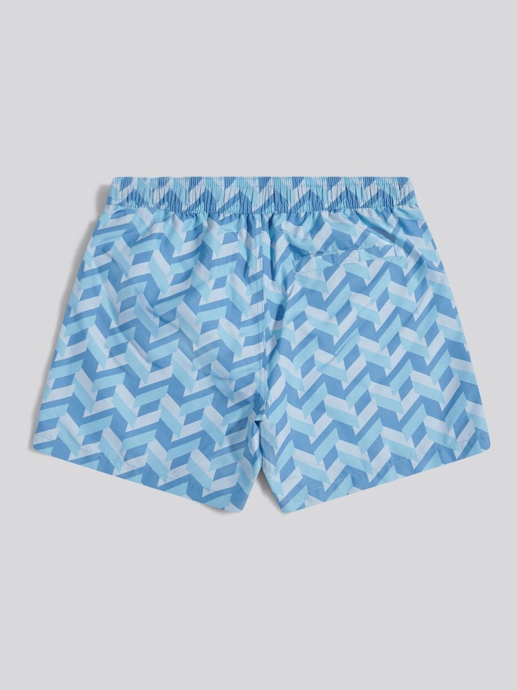 U.S. Polo Assn Blue Geo Tile Swim Shorts - Image 2 of 4 U.S. Polo Assn Blue Geo Tile Swim Shorts - Image 2 of 4