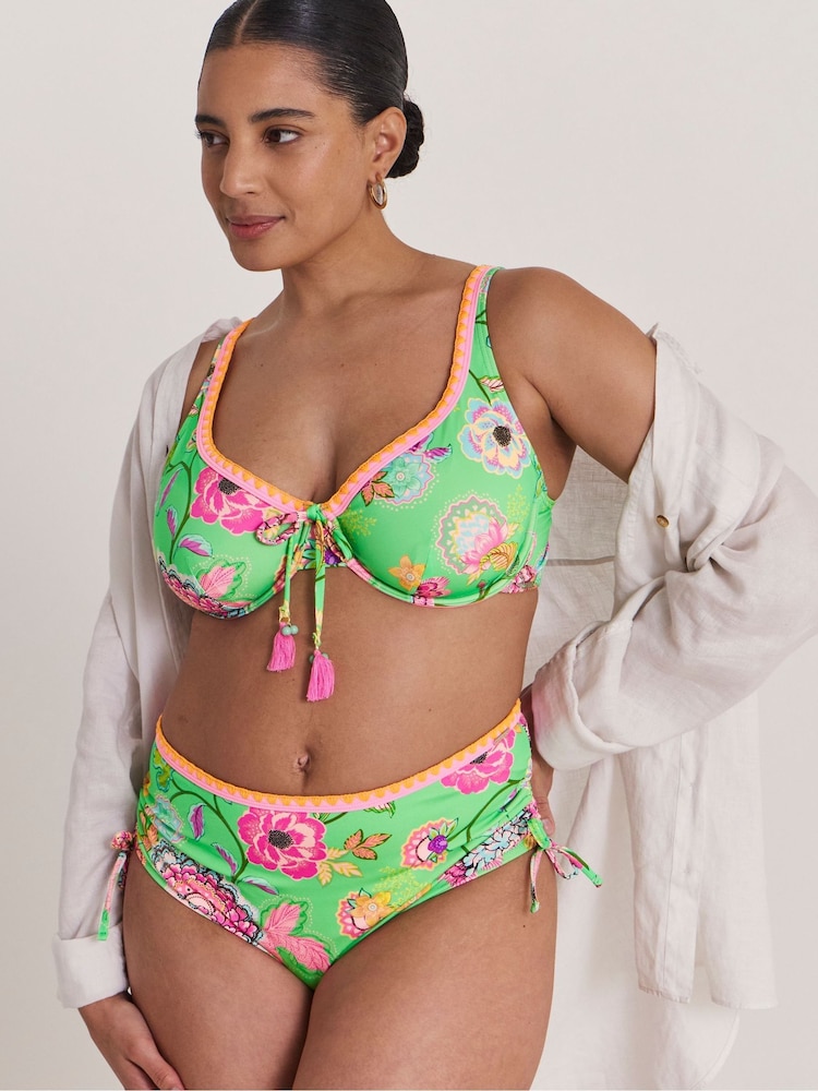 Figleaves Green Adjustable Leg Bikini Shorts - Image 1 of 4