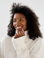 JoJo Maman Bébé Cream Flecked Roll Neck Maternity & Nursing Jumper - Image 4 of 7