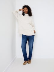 JoJo Maman Bébé Cream Flecked Roll Neck Maternity & Nursing Jumper - Image 5 of 7