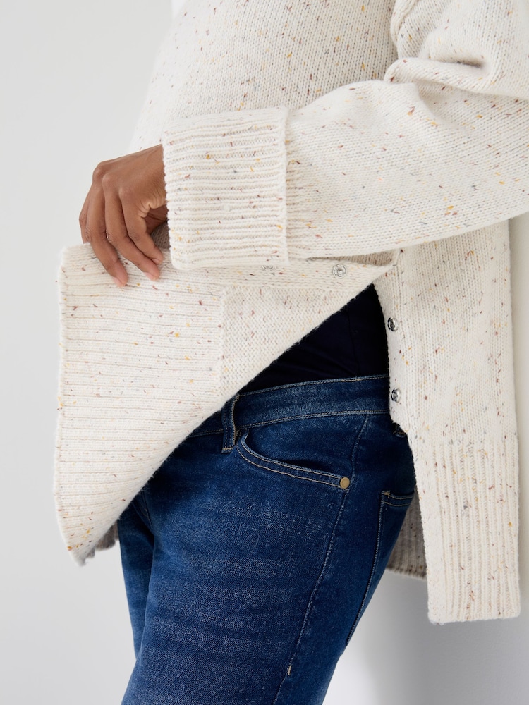 JoJo Maman Bébé Cream Flecked Roll Neck Maternity & Nursing Jumper - Image 7 of 7