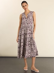 Baukjen Purple Annmarie Sleeveless Printed Dress - Image 1 of 5
