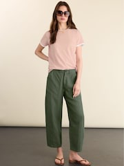 Baukjen Green Brett Linen Barrel Leg Trousers - Image 1 of 5