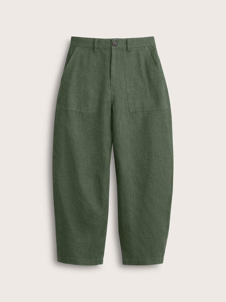 Baukjen Green Brett Linen Barrel Leg Trousers - Image 5 of 5