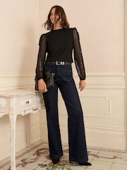 Love & Roses Black Petite Long Sleeve Lace Top - Image 3 of 4