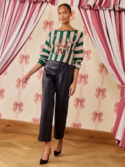 Love & Roses Striped Crew Neck Making Sprits Festive Jumper - Εικόνα 3 από 5