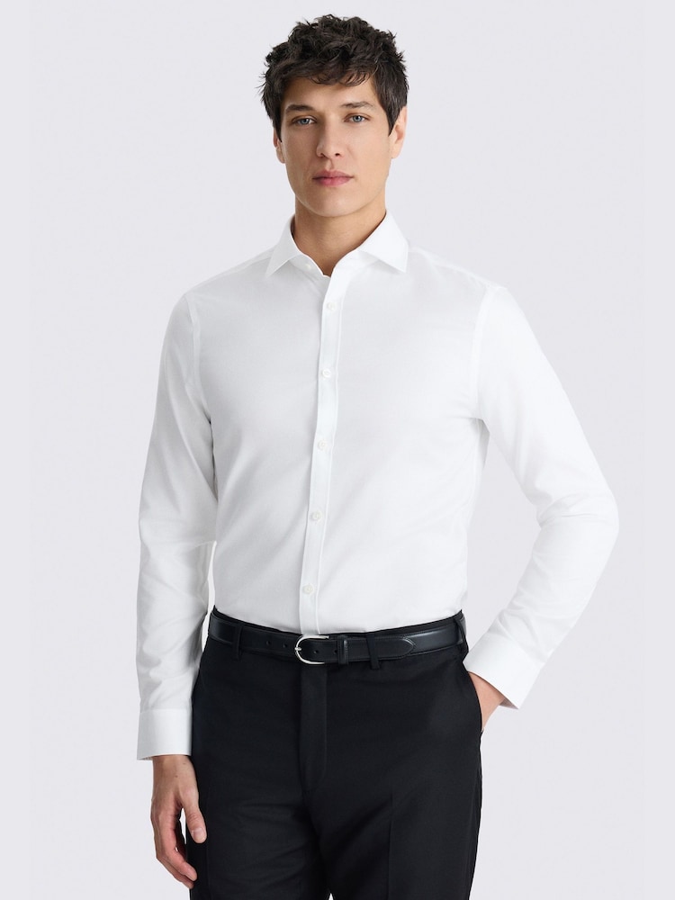 MOSS White Slim Fit Dobby Shirt - Image 1 of 3