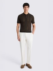 MOSS Brown 3 Button Pointelle Polo Shirt - Image 2 of 4
