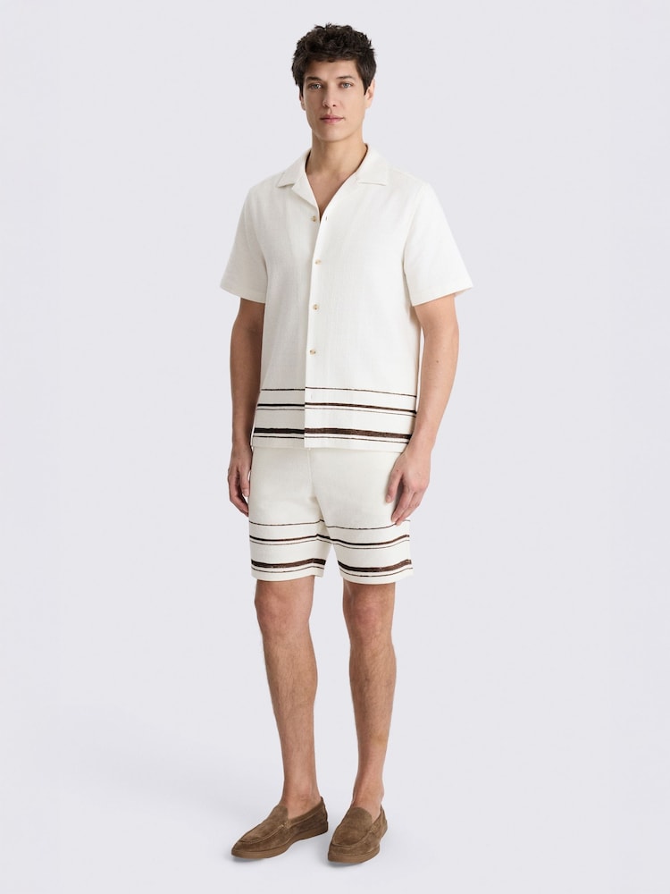 MOSS White Cuban Stripe Shirt - Image 1 of 4