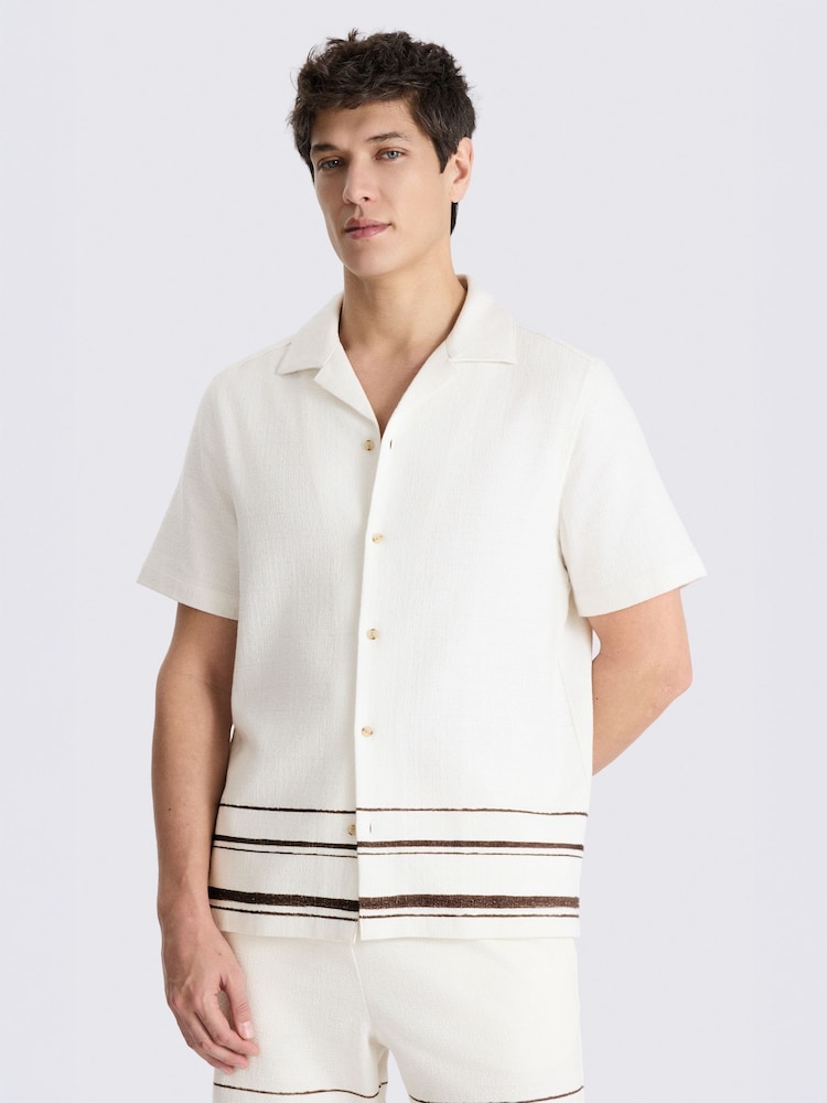 MOSS White Cuban Stripe Shirt - Image 2 of 4