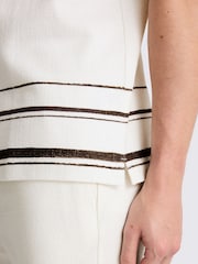 MOSS White Cuban Stripe Shirt - Image 3 of 4
