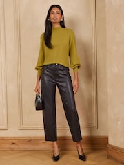 أخضر - Love & Roses Funnel Neck Heart Button Detail Knitted Jumper - صورة 3 من 4