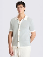 MOSS Green Two Tone Knitted Shirt - Image 1 of 4