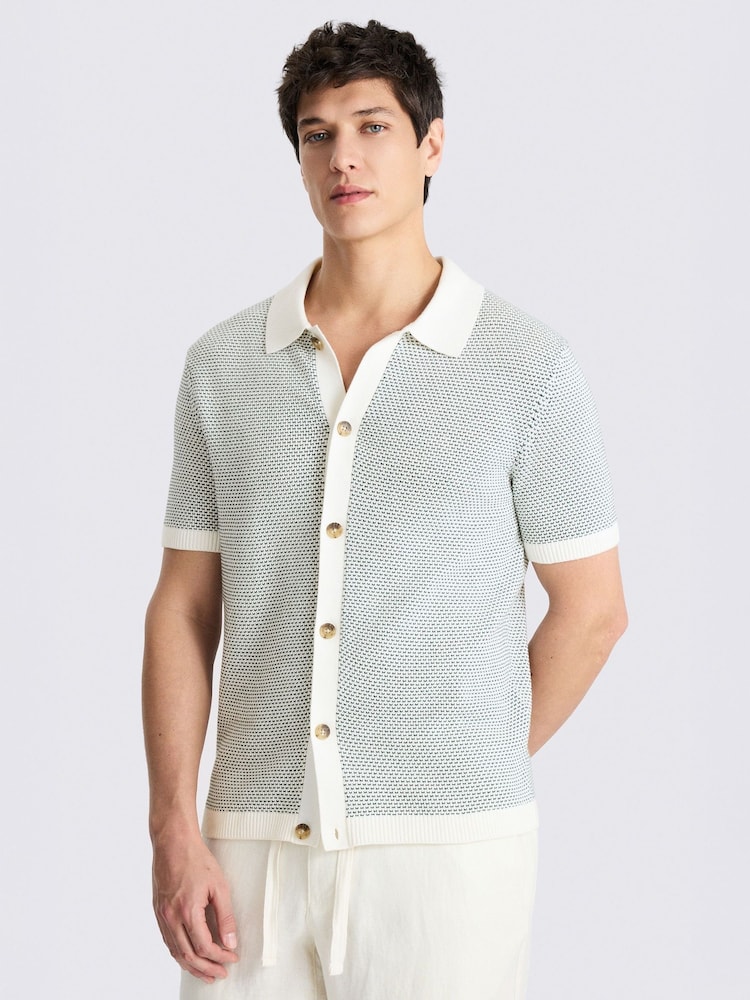 MOSS Green Two Tone Knitted Shirt - Image 1 of 4