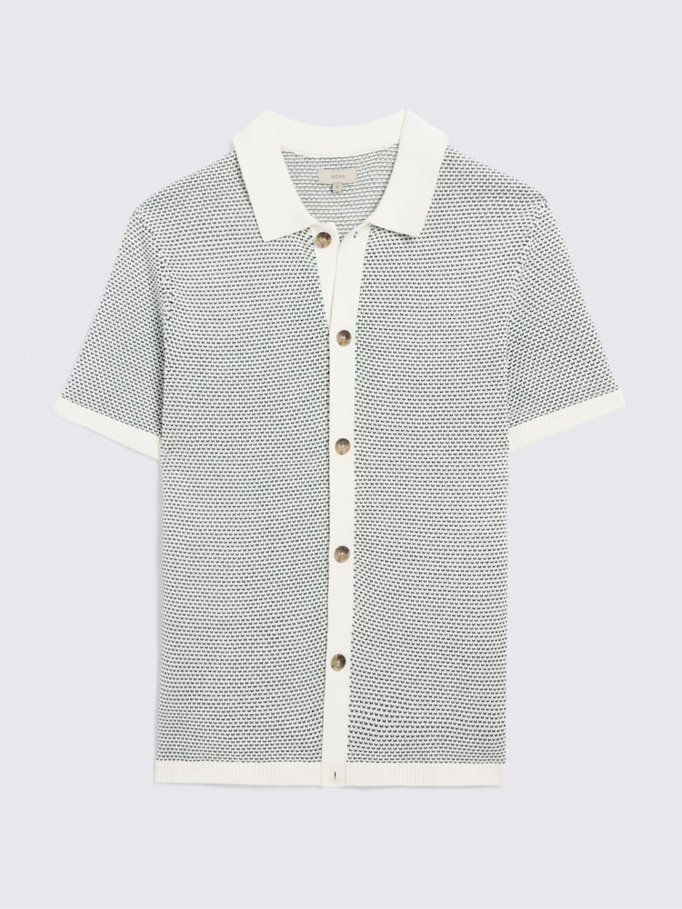 MOSS Green Two Tone Knitted Shirt - Image 4 of 4